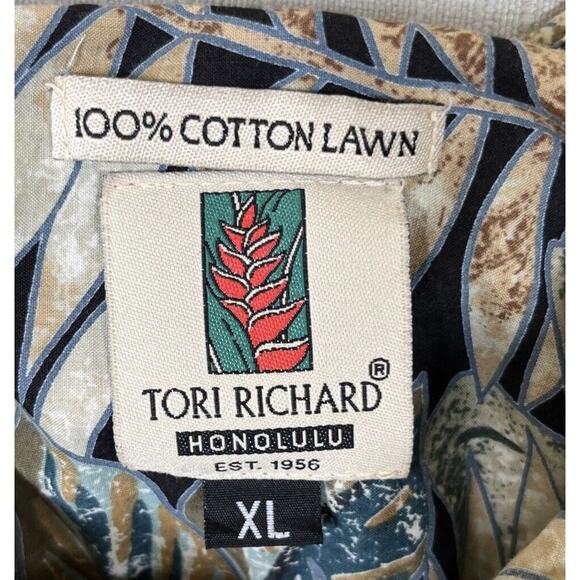 Tori Richard Shirt Mens Size XL Button Up Aloha Lawn Leaf All Over Print Floral - Picture 2 of 7